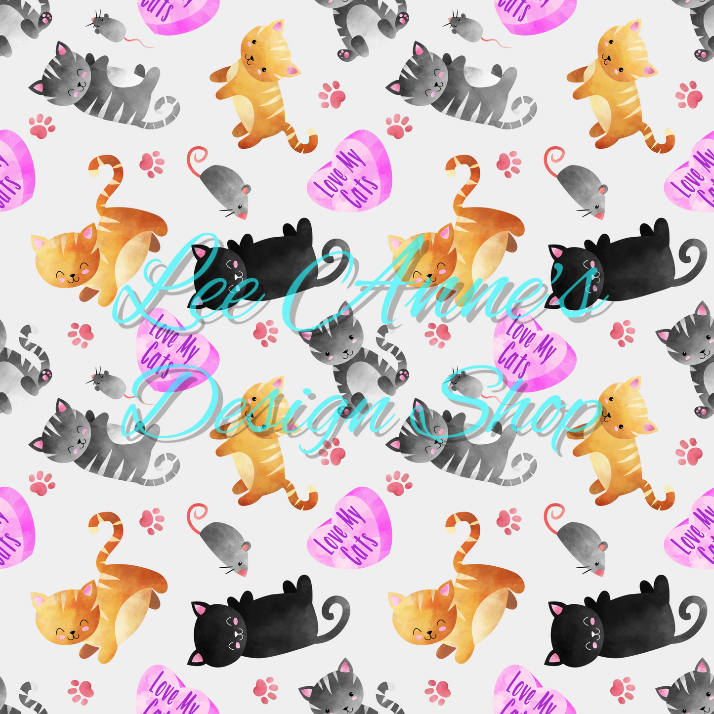 Valentine Cat Seamless