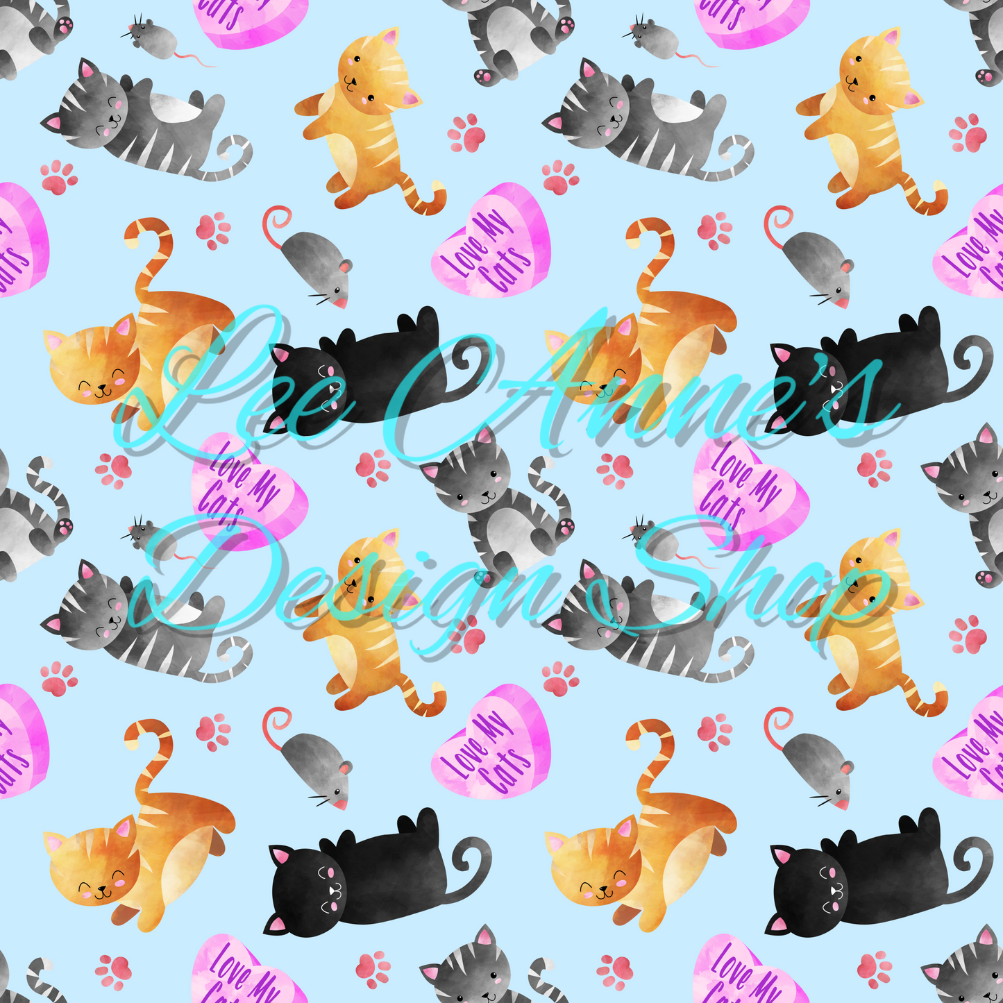 Valentine Cat Seamless