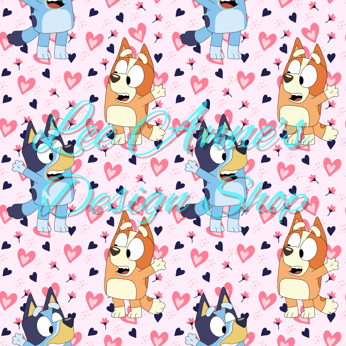 Blue Dog Valentines Seamless w/ Coord