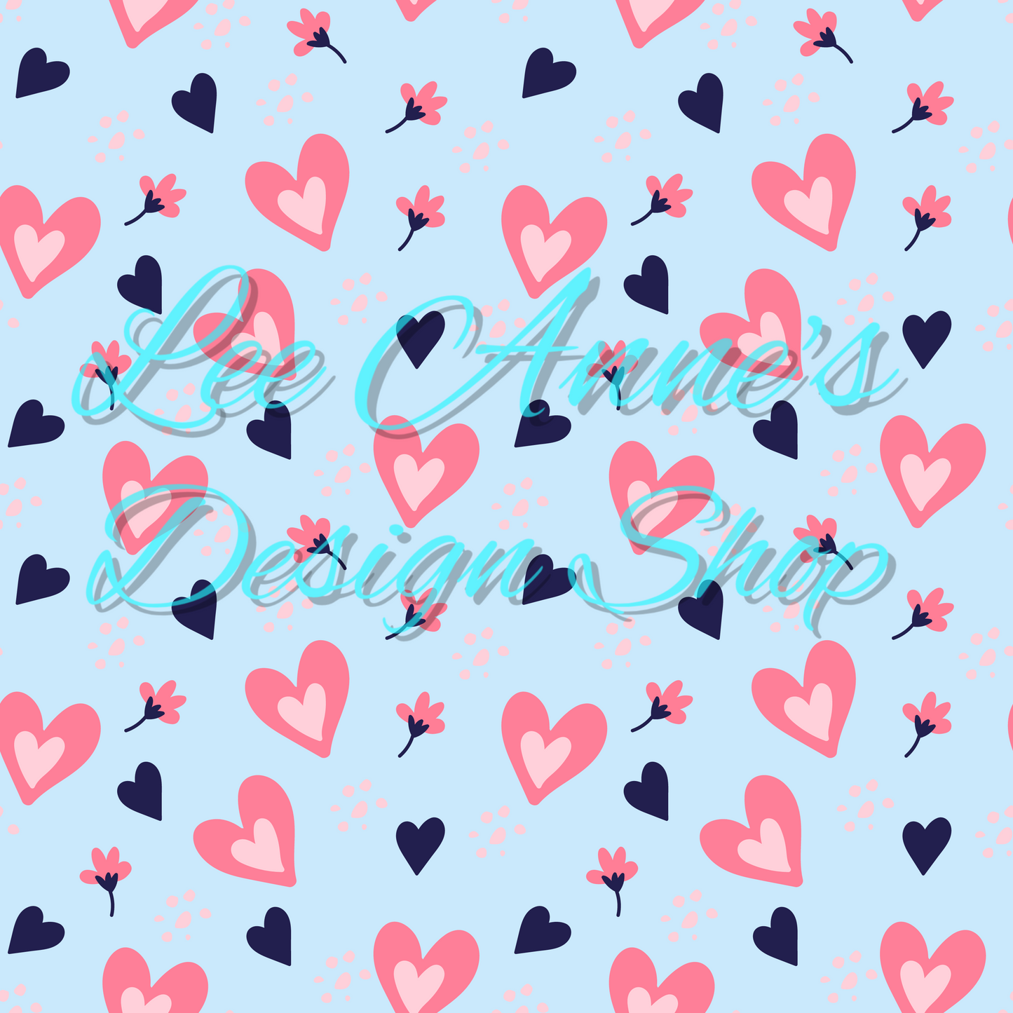 Blue Dog Valentines Seamless w/ Coord