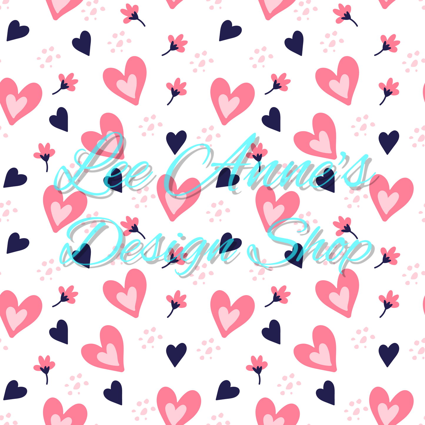 Blue Dog Valentines Seamless w/ Coord