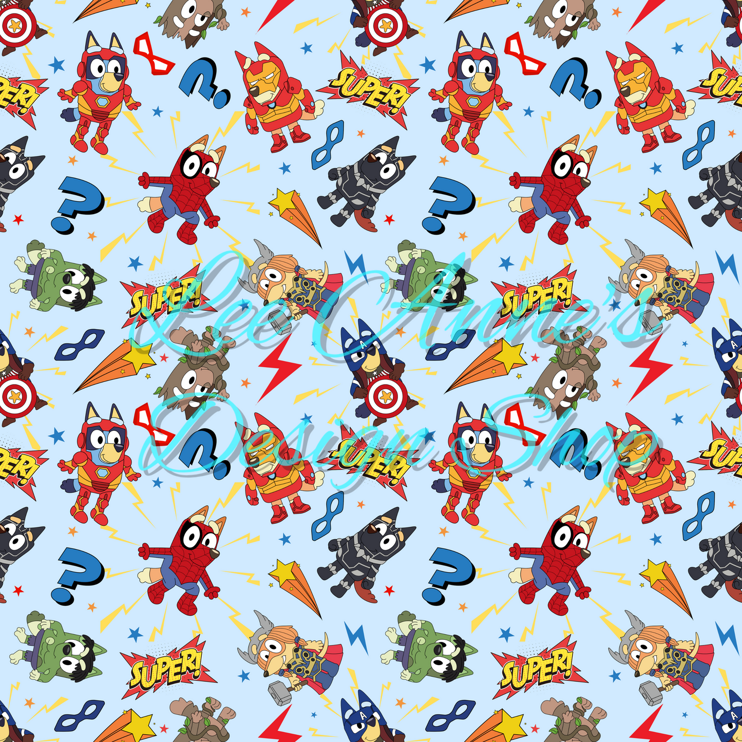 Blue Dog Hero Seamless