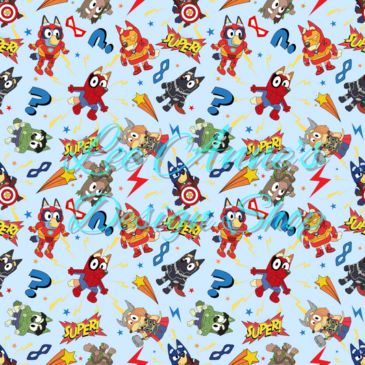 Blue Dog Hero Seamless