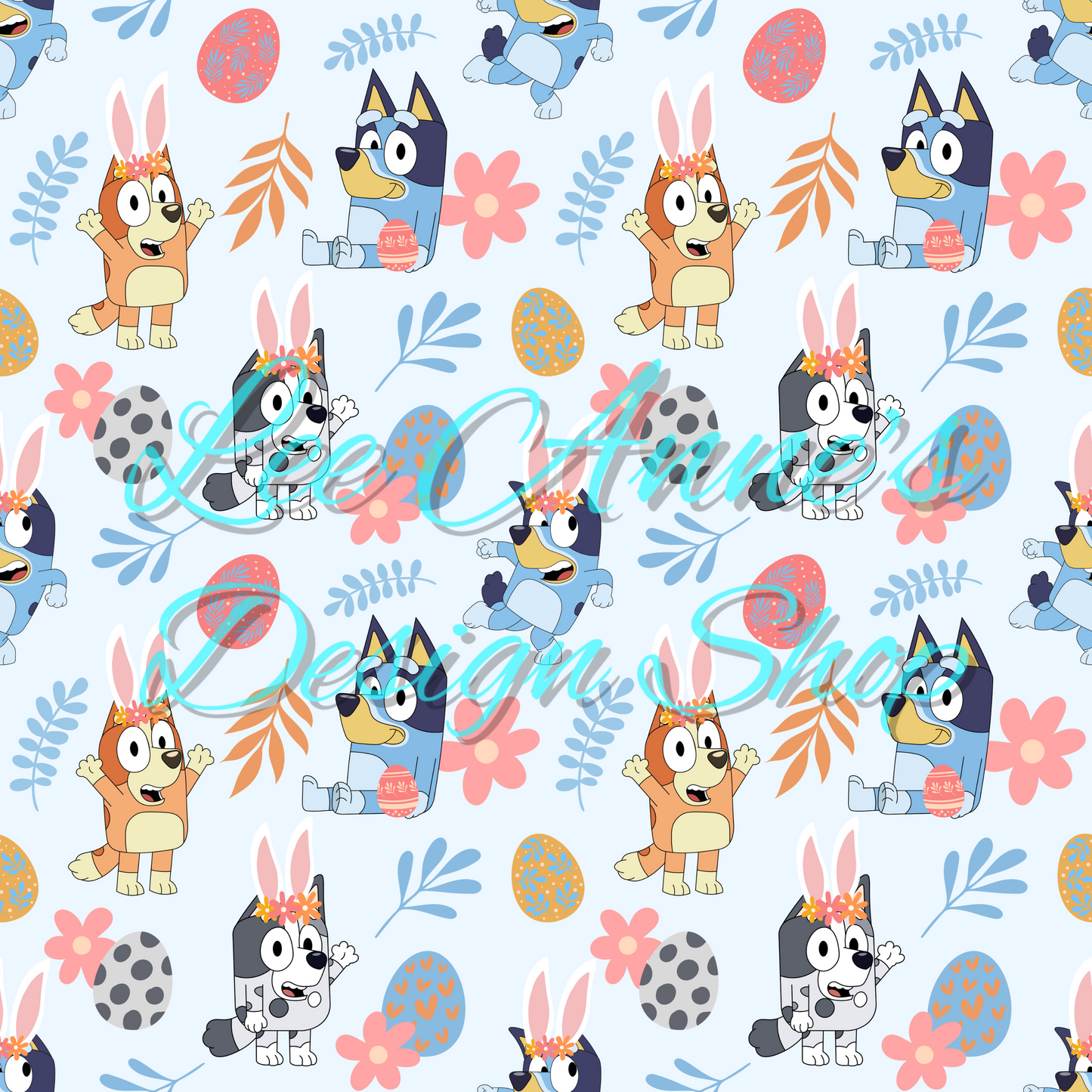 Blue Dog Easter Seamless