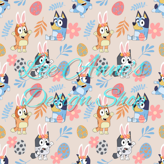 Blue Dog Easter Seamless