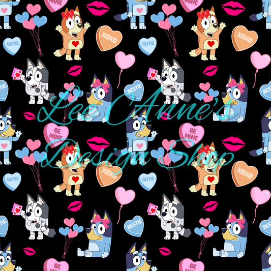 Blue Dog Valentines Seamless