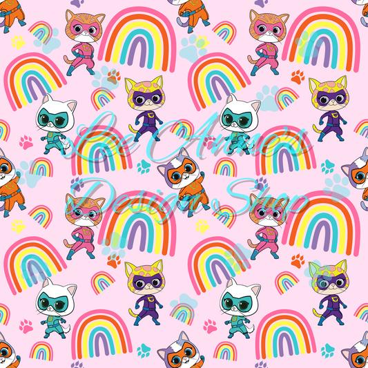 Hero Kitties Seamless w/Matching Coord