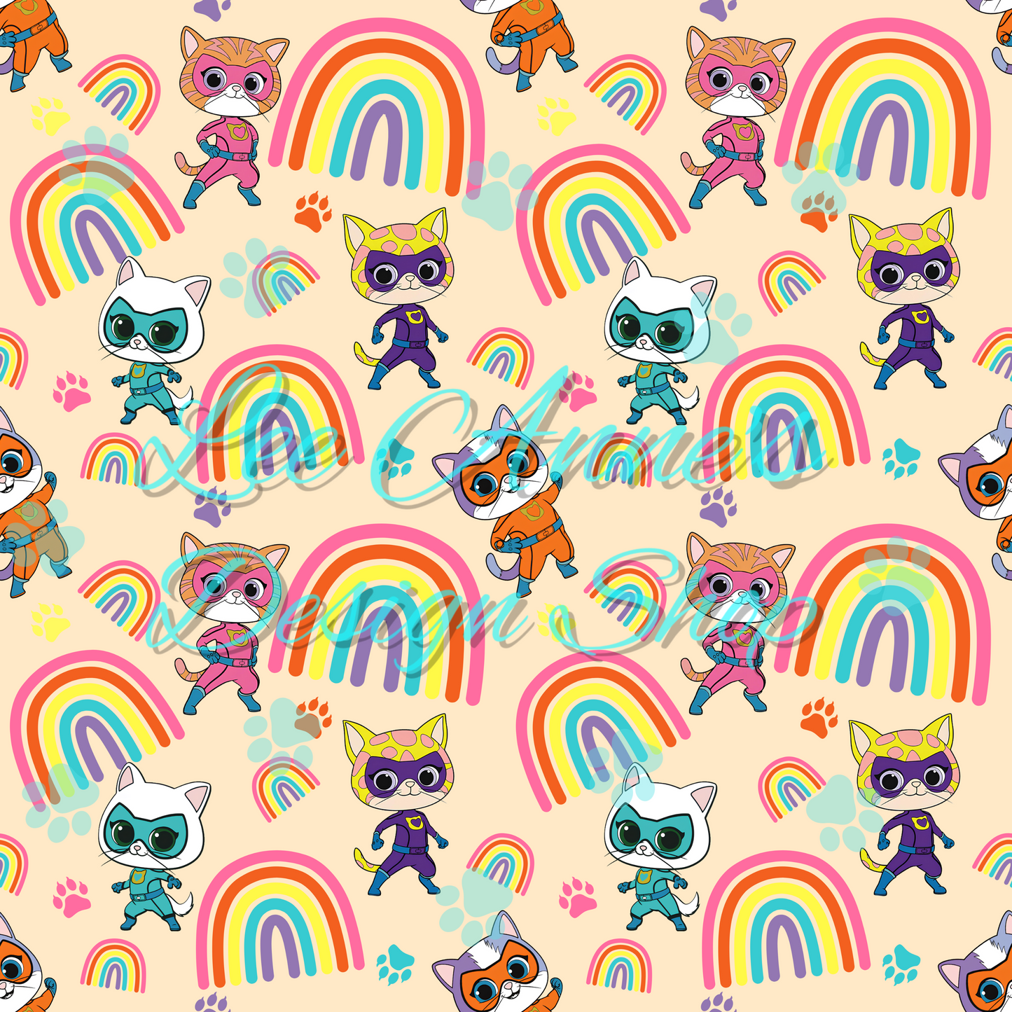 Hero Kitties Seamless w/Matching Coord