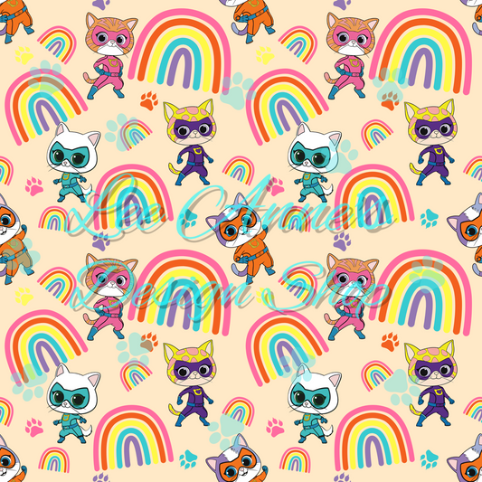 Hero Kitties Seamless w/Matching Coord