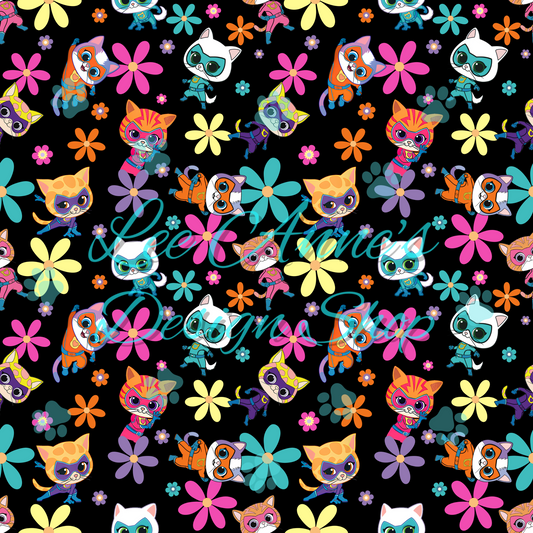 Hero Kitties Seamless w/Matching Coord