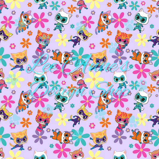 Hero Kitties Seamless w/Matching Coord