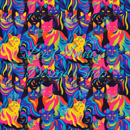 Neon Cats Seamless