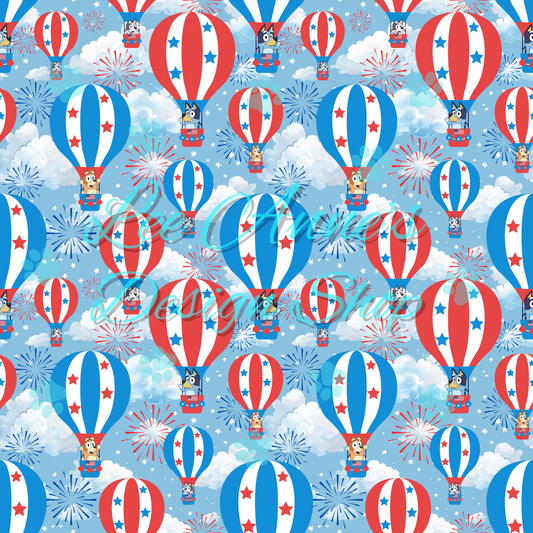 Blue dog Fourth July Seamless