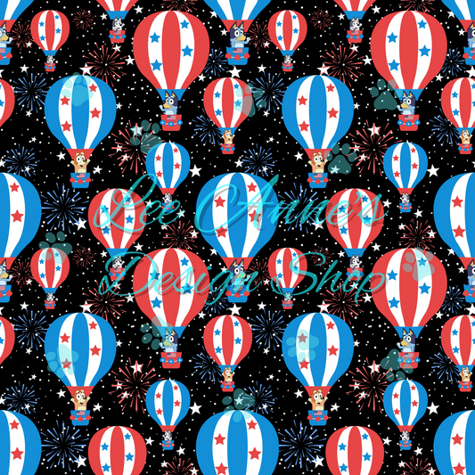 Blue dog Fourth July Seamless