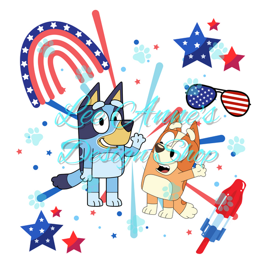 Blue dog Fourth July Sublimation