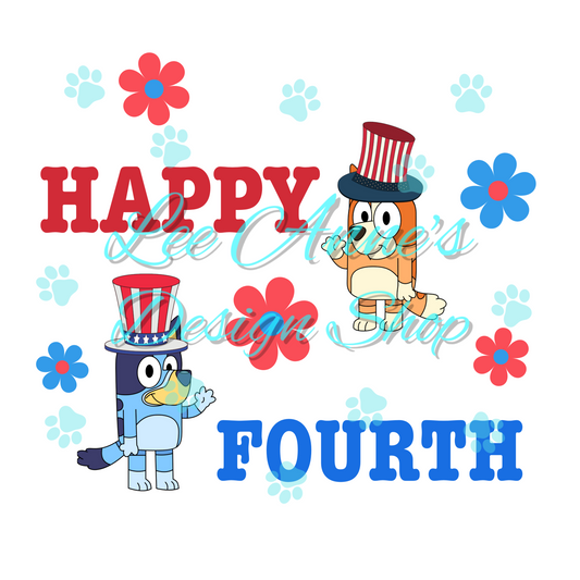 Blue dog Fourth July Sublimation