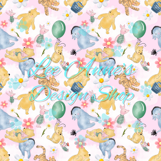 Vintage Bear Seamless (Floral)