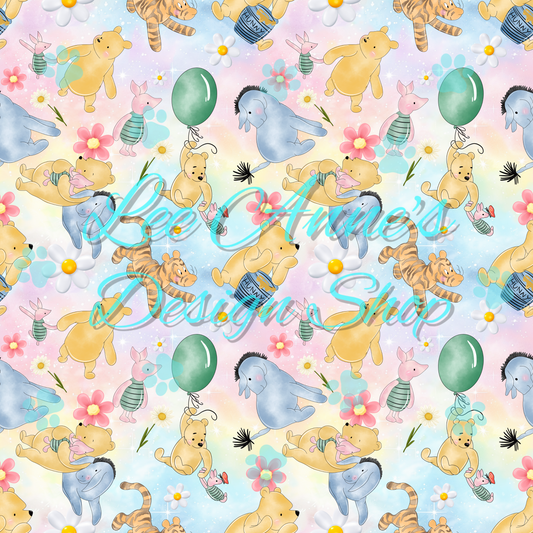 Vintage Bear Seamless (Floral)