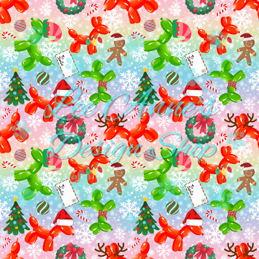 Christmas Balloon Dog Seamless