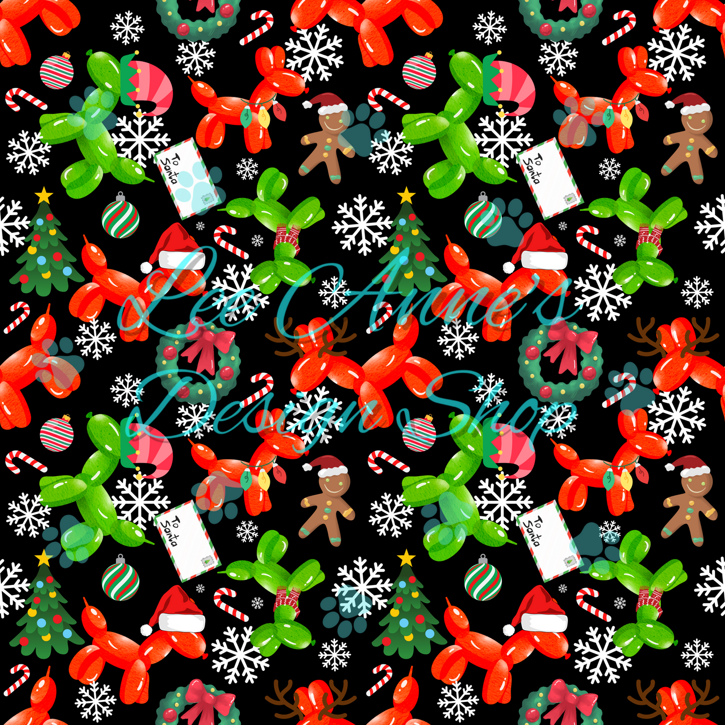 Christmas Balloon Dog Seamless