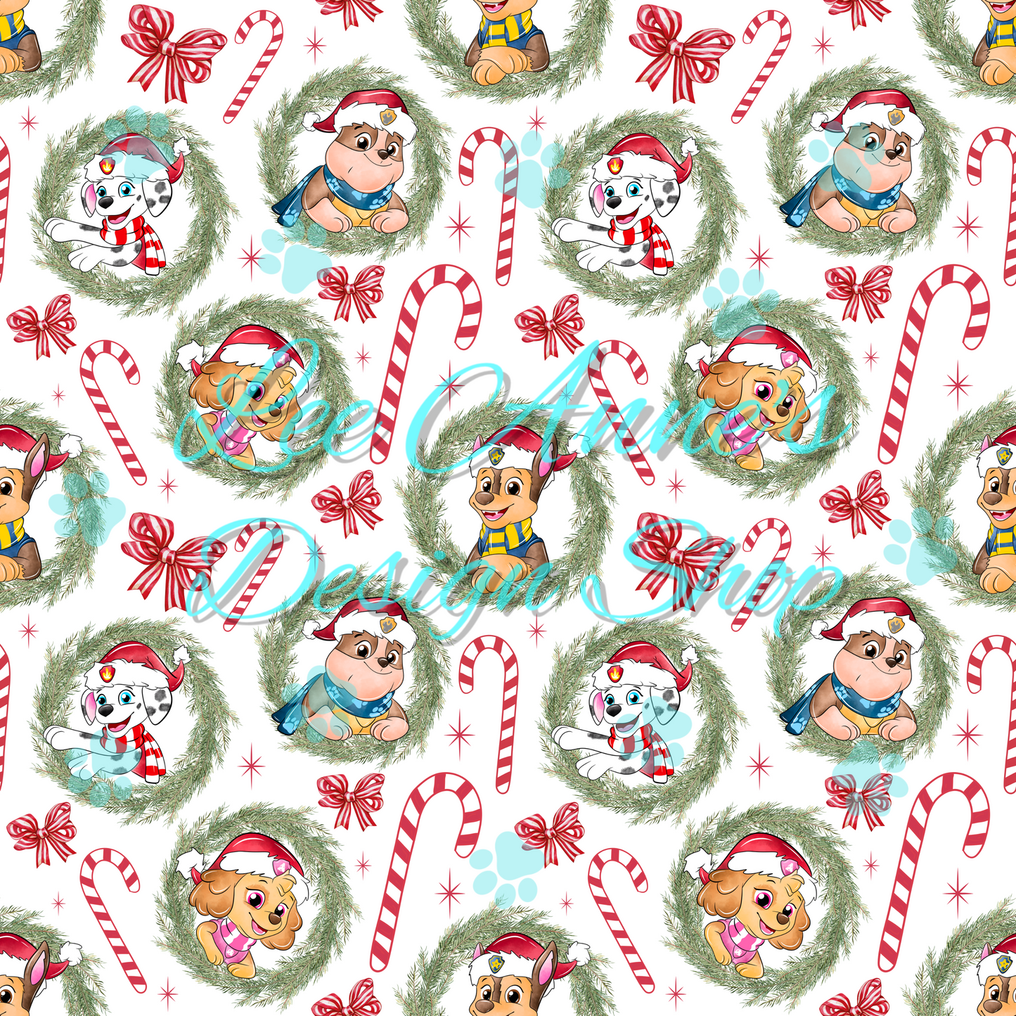 Patrol Pups Christmas Seamless