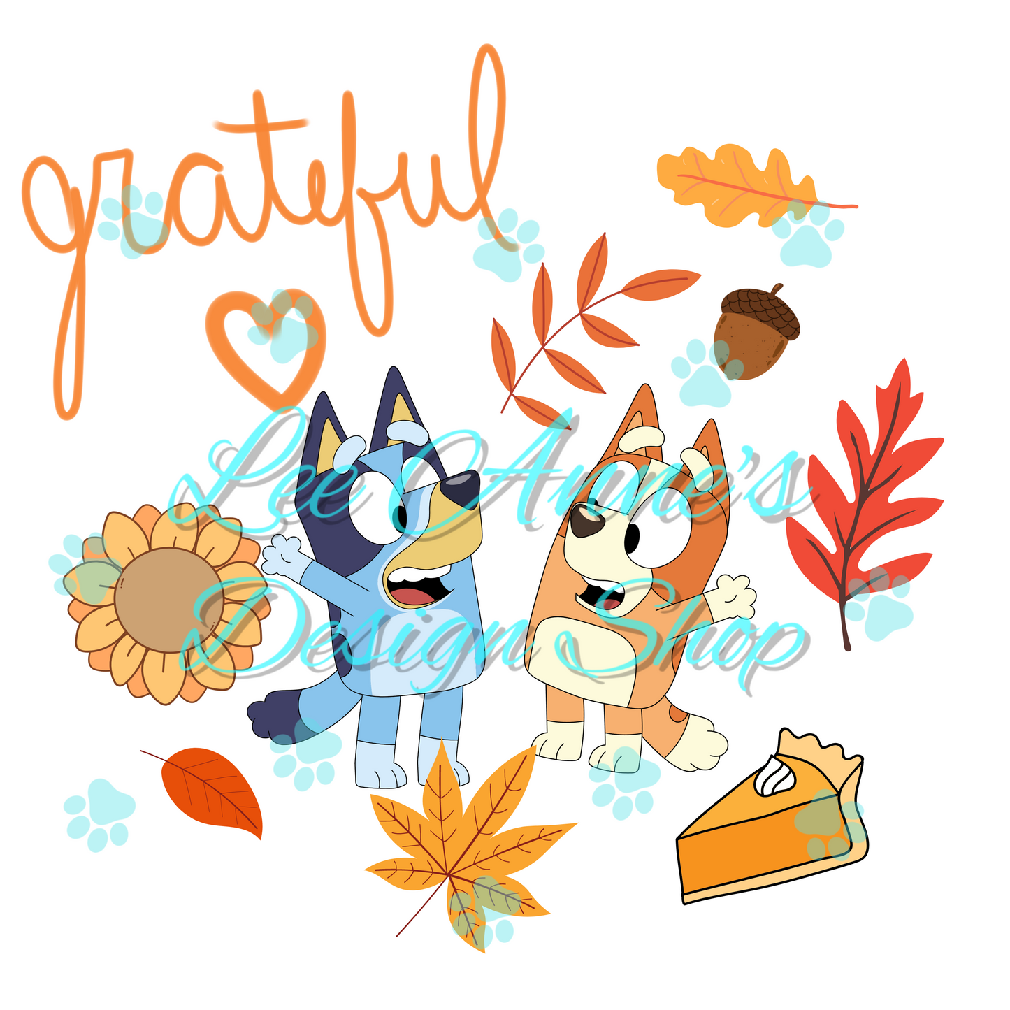 Blue dog Thanksgiving Sublimation