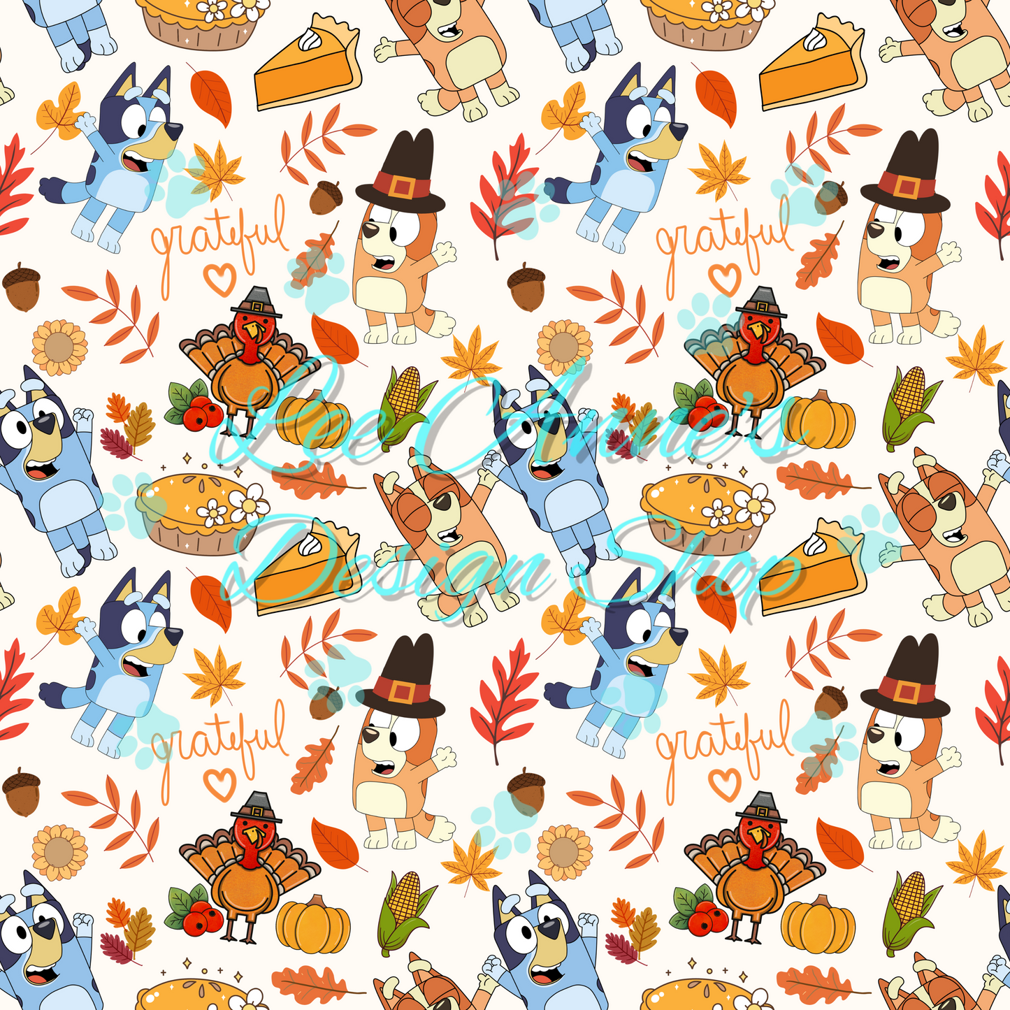 Blue dog Thanksgiving Seamless