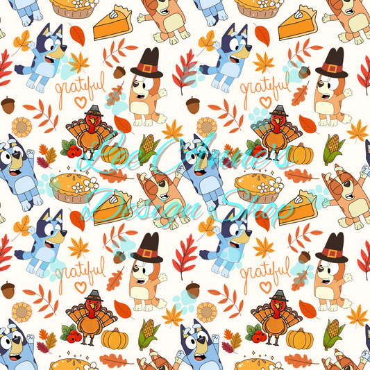 Blue dog Thanksgiving Seamless