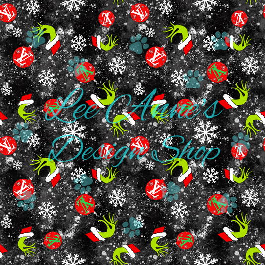 Boujee Green Guy Christmas Seamless