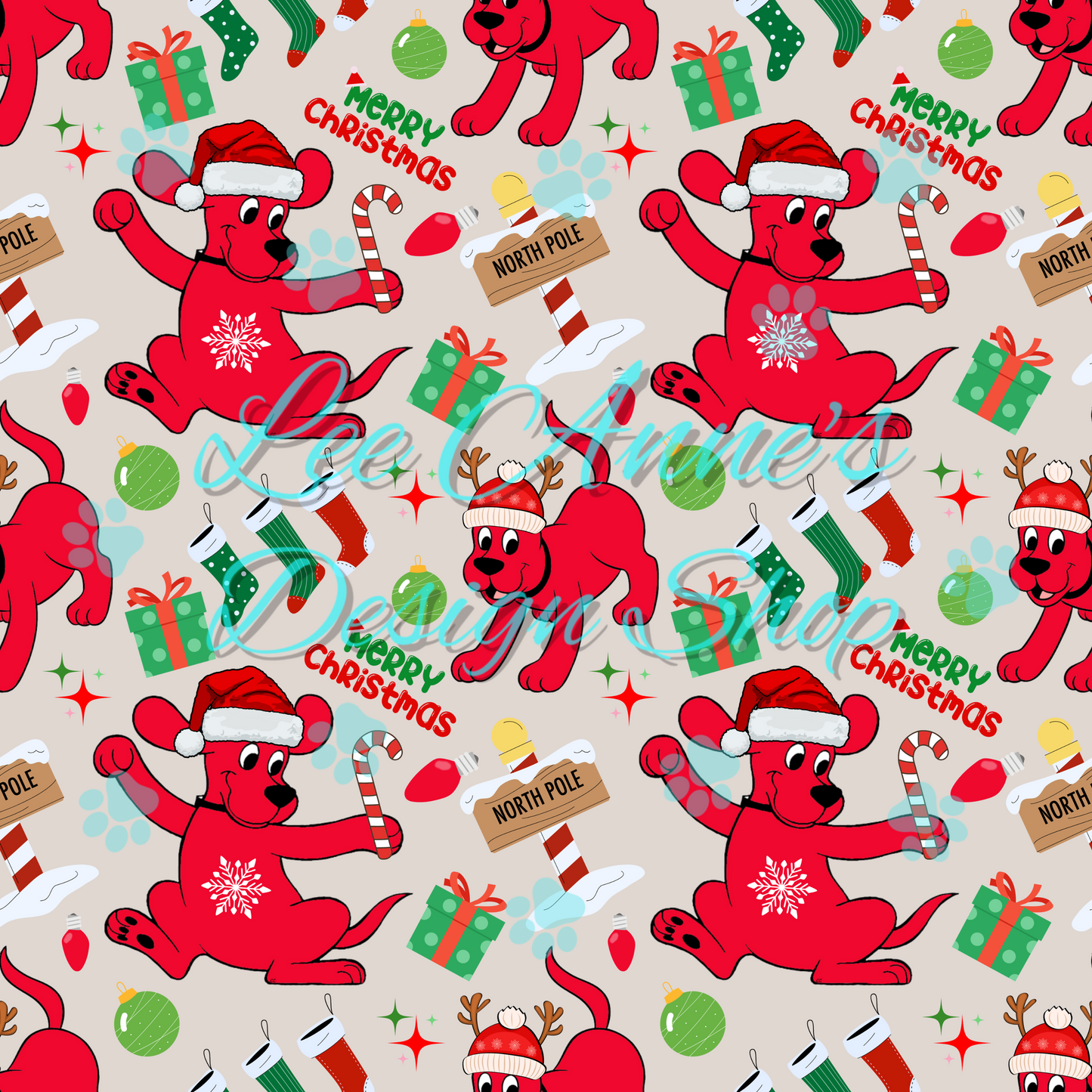 Christmas Red Dog Seamless