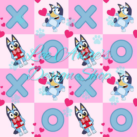 Blue Dog Valentines Seamless