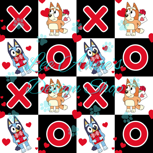 Blue Dog Valentines Seamless