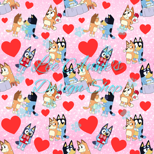 Blue Dog Valentines Seamless