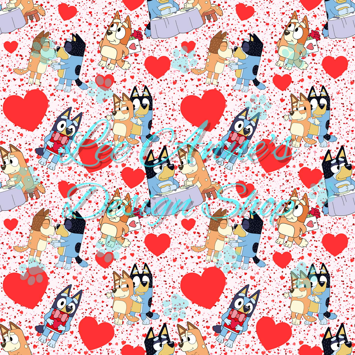 Blue Dog Valentines Seamless
