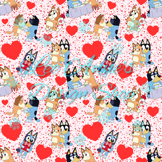 Blue Dog Valentines Seamless