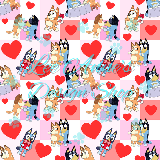 Blue Dog Valentines Seamless