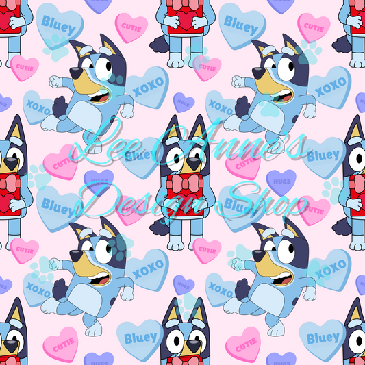 Blue Dog Valentines Seamless