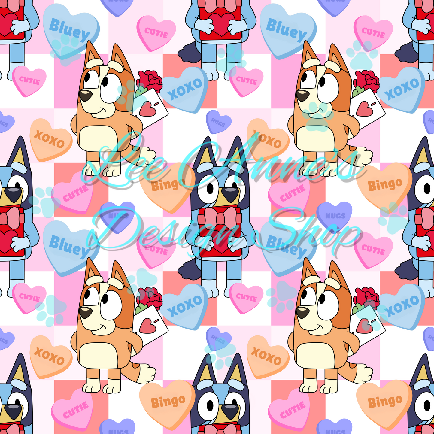 Blue Dog Valentines Seamless