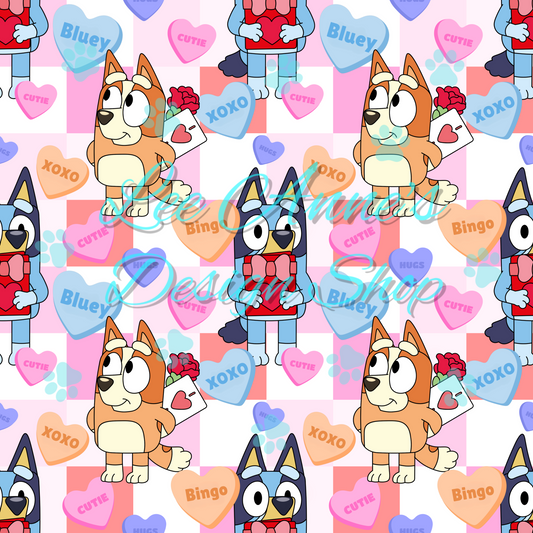 Blue Dog Valentines Seamless