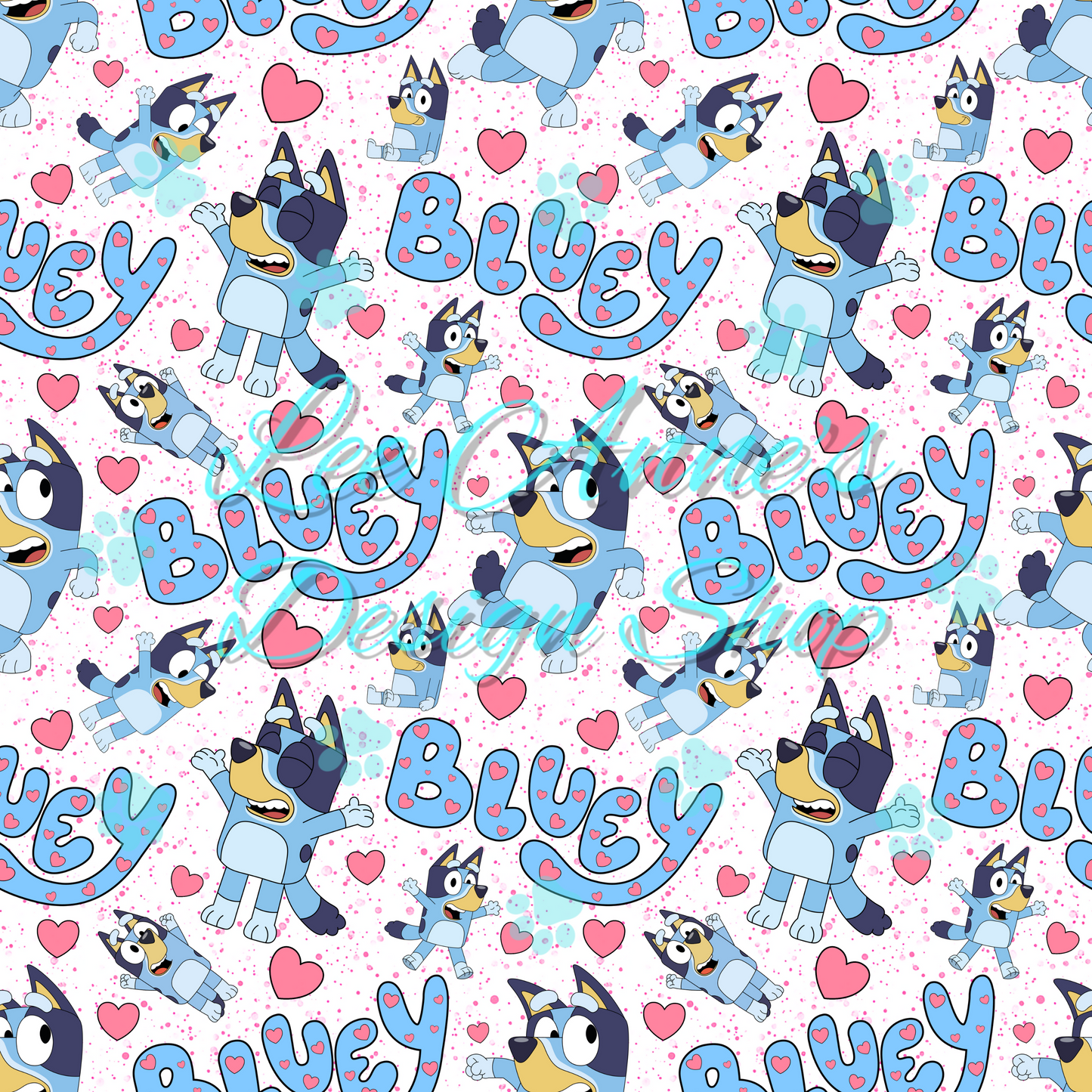 Blue Dog Valentines Seamless