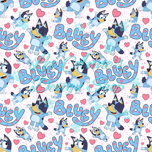 Blue Dog Valentines Seamless