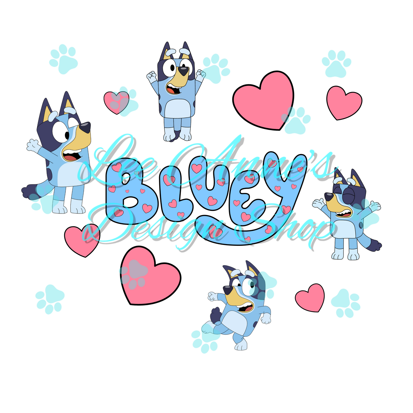 Blue Dog Valentines Sublimation