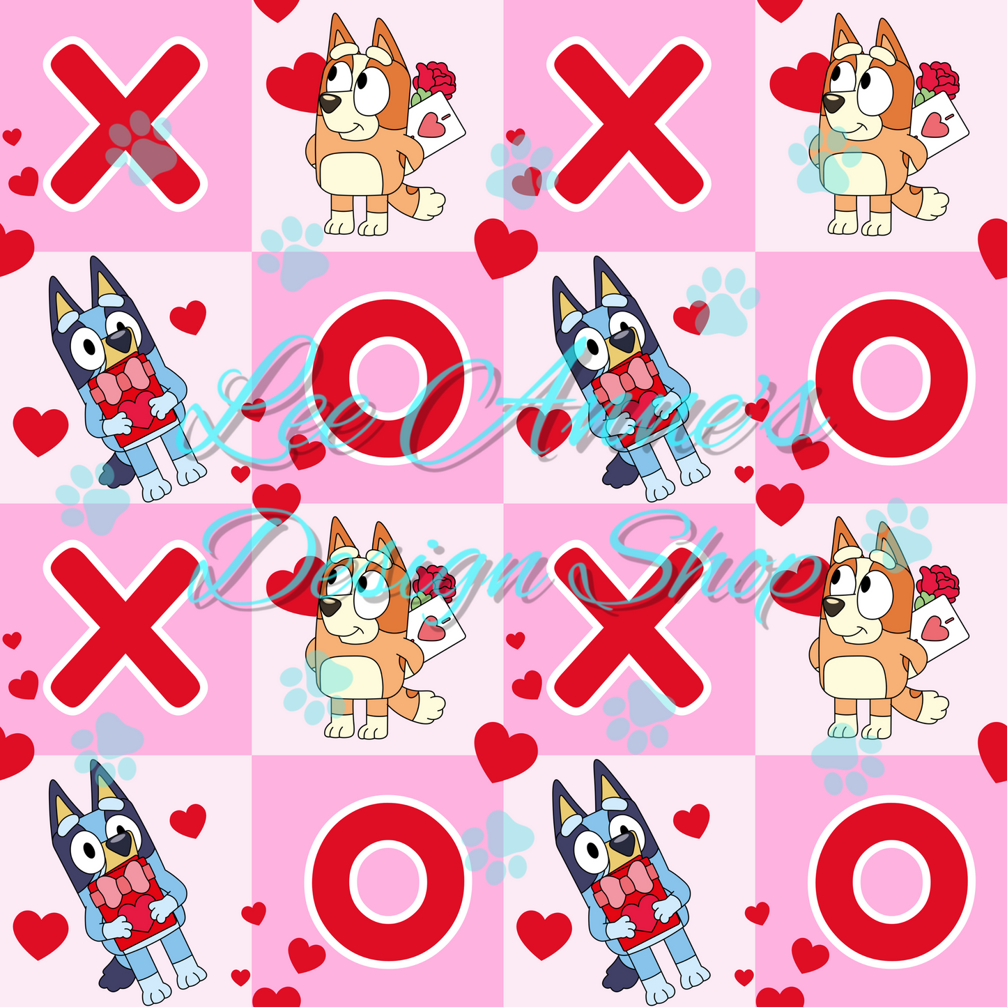 Blue Dog Valentines Seamless