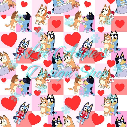 Blue Dog Valentines Seamless