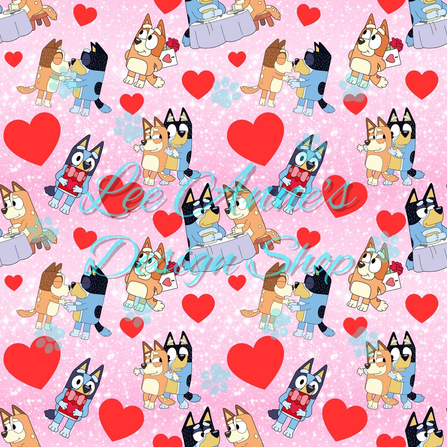 Blue Dog Valentines Seamless