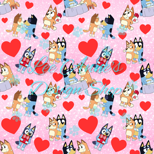 Blue Dog Valentines Seamless