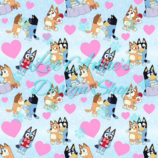Blue Dog Valentines Seamless