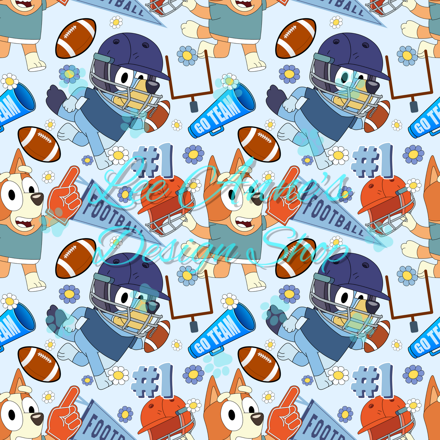 Blue dog Football Seamless