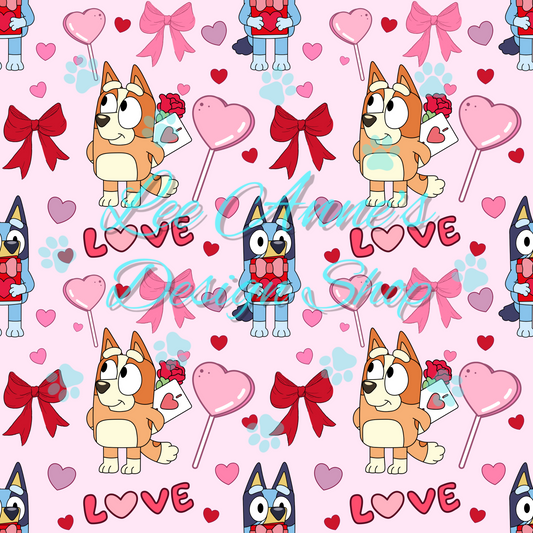 Blue Dog Valentines Seamless