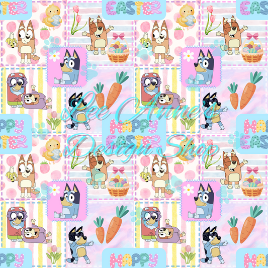 Blue Dog Easter Seamless